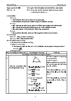 Giáo án Hình học lớp 10 (chuẩn) - Tiết dạy: 26 - Bài 3: Các hệ thức lượng trong tam giác và giải tam giác (tiếp)