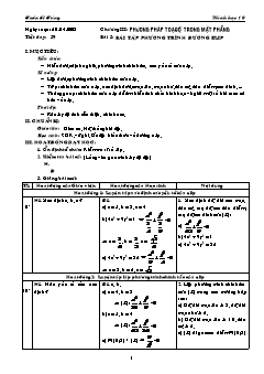 Giáo án Hình học lớp 10 (chuẩn) - Tiết dạy: 39 - Bài 3: Bài tập phương trình đường elip