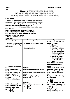 Giáo án môn Giải tích 12 - Tiết 2: Sự đồng biến, nghịch biến của hàm số (tiếp)