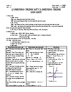 Giáo án môn Giải tích 12 - Tiết 33: Phương trình mũ và phương trình logarit