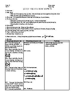 Giáo án môn Giải tích 12 - Tiết 4: Cực trị của hàm số