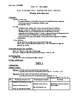 Giáo án môn Hình học 12 (nâng cao) - Bài tập phương trình đường thẳng