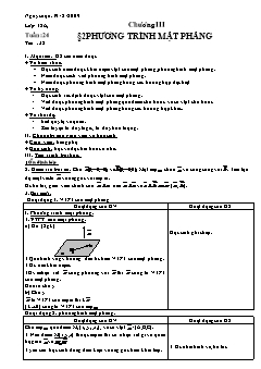 Giáo án môn Hình học 12 (nâng cao) - Tiết 32: Phương trình mặt phẳng
