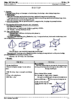 Giáo án môn Hình học 12 - Tiết 1, 2: Bài tập