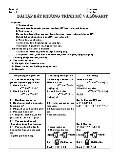 Giáo án môn Toán 12 - Bài 14: Bài tập bất phương trình mũ và lôgarit