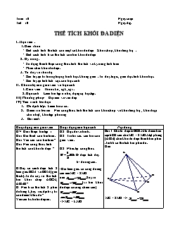 Giáo án môn Toán 12 (theo chủ đề) - Tuần 10 - Thể tích khối đa diện