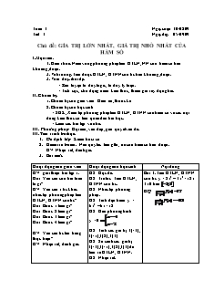 Giáo án môn Toán 12 (theo chủ đề) - Tuần 3 - Chủ đề: Gía trị lớn nhất, giá trị nhỏ nhất của hàm số