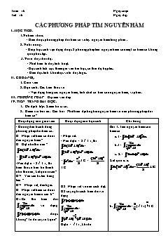 Giáo án môn Toán 12 - Tiết 16: Các phương pháp tìm nguyên hàm