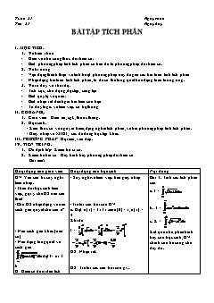 Giáo án môn Toán 12 - Tiết 21: Bài tập tích phân