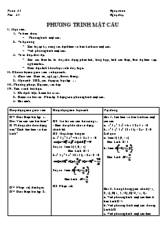 Giáo án môn Toán 12 - Tiết: 23: Phương trình mặt cầu