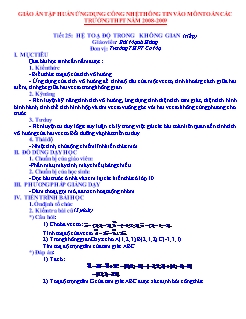 Giáo án môn Toán lớp 12 - Tiết 25: Hệ toạ độ trong không gian (tiếp)