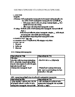 Giáo án Toán 10 - Tiết 78, 79: Giá trị lượng giác của góc (cung) lượng giác