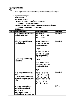 Giáo án Toán lớp 12 - Bài tập phương trình bậc hai với hệ số thực