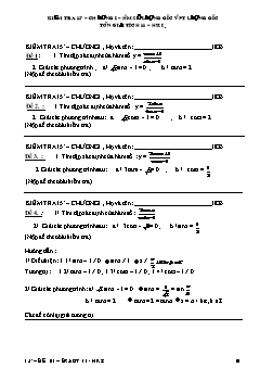 Kiểm tra 15’ – Chương I – Hàm số lượng giác và PT lượng giác toán giải tích 11 – HK I
