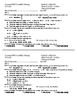 Kiểm tra một tiết môn: Toán 10 - Cơ bản Chương I