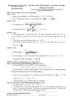 Kỳ thi tuyển sinh đại học, cao đẳng năm 2006 môn Toán - Khối A