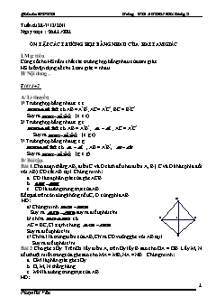 Bài giảng môn Hình học lớp 7 - Ôn tập các trường hợp bằng nhau của hai tam giác (Tiếp)