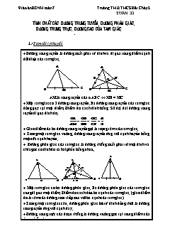 Bài giảng môn Hình học lớp 7 - Tuần 33: Tính chất các đường trung tuyến, đường phân giác, đường trung trực, đường cao của tam giác