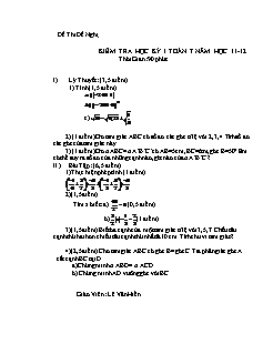 Kiểm tra học kỳ I toán 7 năm học 2011 - 2012 thời gian :90 phút