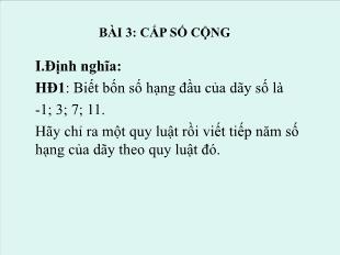 Bài giảng Đại số lớp 11 Bài 3: Cấp số cộng