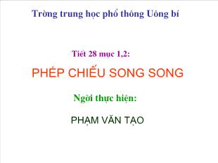 Bài giảng Hình học 11 Tiết 28 mục 1,2: Phép chiếu song song