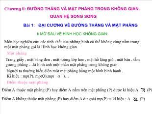 Bài giảng Hình khối 11 Bài 1: Đại cương về đường thẳng và mặt phẳng