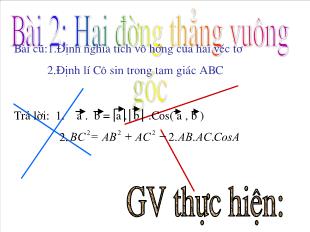 Bài giảng Hình khối 11 Bài 2: Hai đường thẳng vuông góc