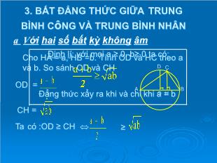 Bài giảng lớp 10 môn Đại số - Bài 3: Bất đẳng thức giữa trung bình công và trung bình nhân