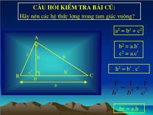 Bài giảng lớp 10 môn Đại số - Bài 4: Các hệ thức lượng trong tam giác