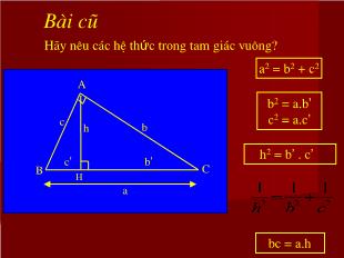 Bài giảng lớp 10 môn Đại số - Hệ thức lượng trong tam giác