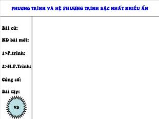 Bài giảng lớp 10 môn Đại số - Phương trình và hệ phương trình bậc nhất nhiều ẩn