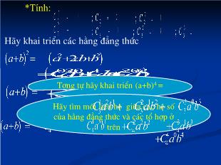 Bài giảng môn Đại số lớp 11 - Bài 3: Nhị thức Niu-Tơn (Tiết 5)