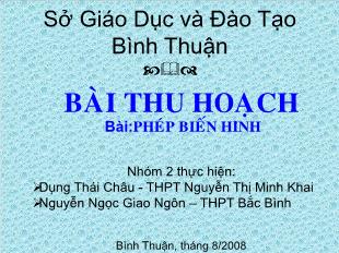 Bài giảng môn Đại số lớp 11 - Phép biến hình