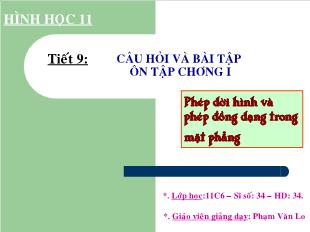 Bài giảng môn Đại số lớp 11 - Tiết 19: Câu hỏi và bài tập ôn tập chương I