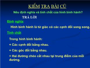 Bài giảng môn Đại số lớp 11 - Tiết 20: Hình thoi