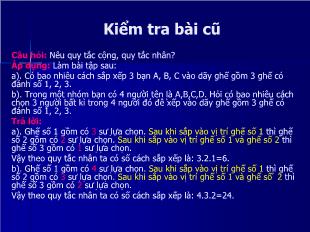 Bài giảng môn Đại số lớp 11 - Tiết 24: Hoán vị - Chỉnh hợp - tổ hợp (Tiết 3)