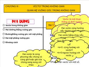 Bài giảng môn Hình 11 chương 2 Bài 1: Vectơ trong không gian