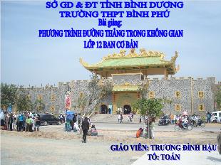 Bài giảng môn Hình học khối 12 - Bài giảng: Phương trình đường thẳng trong không gian