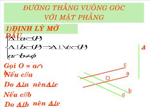 Bài giảng môn Hình học lớp 11: Đường thẳng vuông góc với mặt phẳng