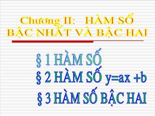 Bài giảng môn Toán lớp 10 - Tiết Chương II: Hàm số bậc nhất và bậc hai - Bài 1: Hàm số