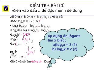 Bài giảng môn Toán lớp 11 - Bài 5: Phương trình mũ và phương trình lôgarit