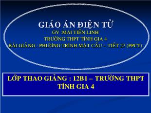 Bài giảng môn Toán lớp 12 - Mặt cầu