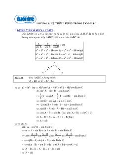 Chương X: Hệ thức lượng trong tam giác