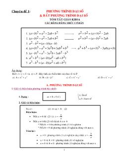 Chuyên đề 1: Phương trình đại số & bất phương trình đại số