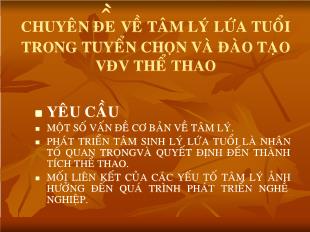 Chuyên đề về tâm lý lứa tuổi trong tuyển chọn và đào tạo vận động viên thể thao