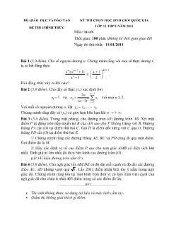 Kỳ thi chọn học sinh giỏi quốc gia lớp 12 THPT năm 2011 môn Toán