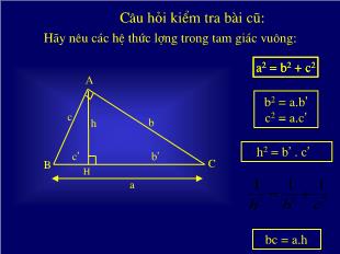 Bài giảng môn Toán học 10 - Bài 3: Hệ thức lượng trong tam giác
