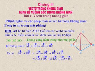 Bài giảng Hình 11 Bài 1: Vectơ trong không gian