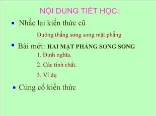 Bài giảng Hình học lớp 11: Hai mặt phẳng song song