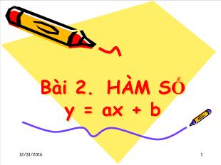 Bài giảng môn Toán học 10 - Bài 2: Hàm số y = ax + b